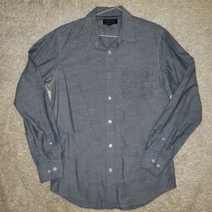 Banana Republic Long Sleeve Button Up Polka Dot Blue Shirt - Small